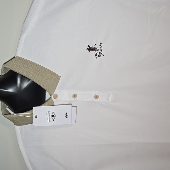 White and Tan Men's Fashion Polo Shirt - Picture 4 of 9